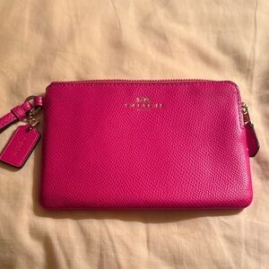 Coach Fuchsia Leather Wristlet